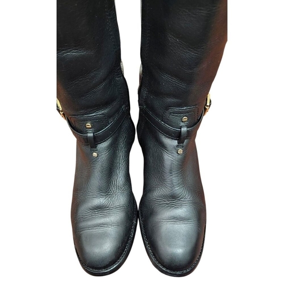 TORY BURCH Marlene Round-Toe Knee-High Black Leather Riding Boots Size 7.5 M - Picture 4 of 16